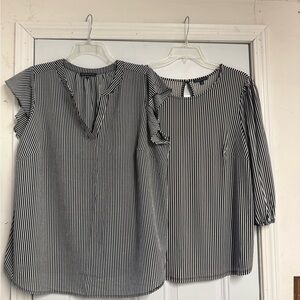 Adrianna Papell Black and White Striped Blouses